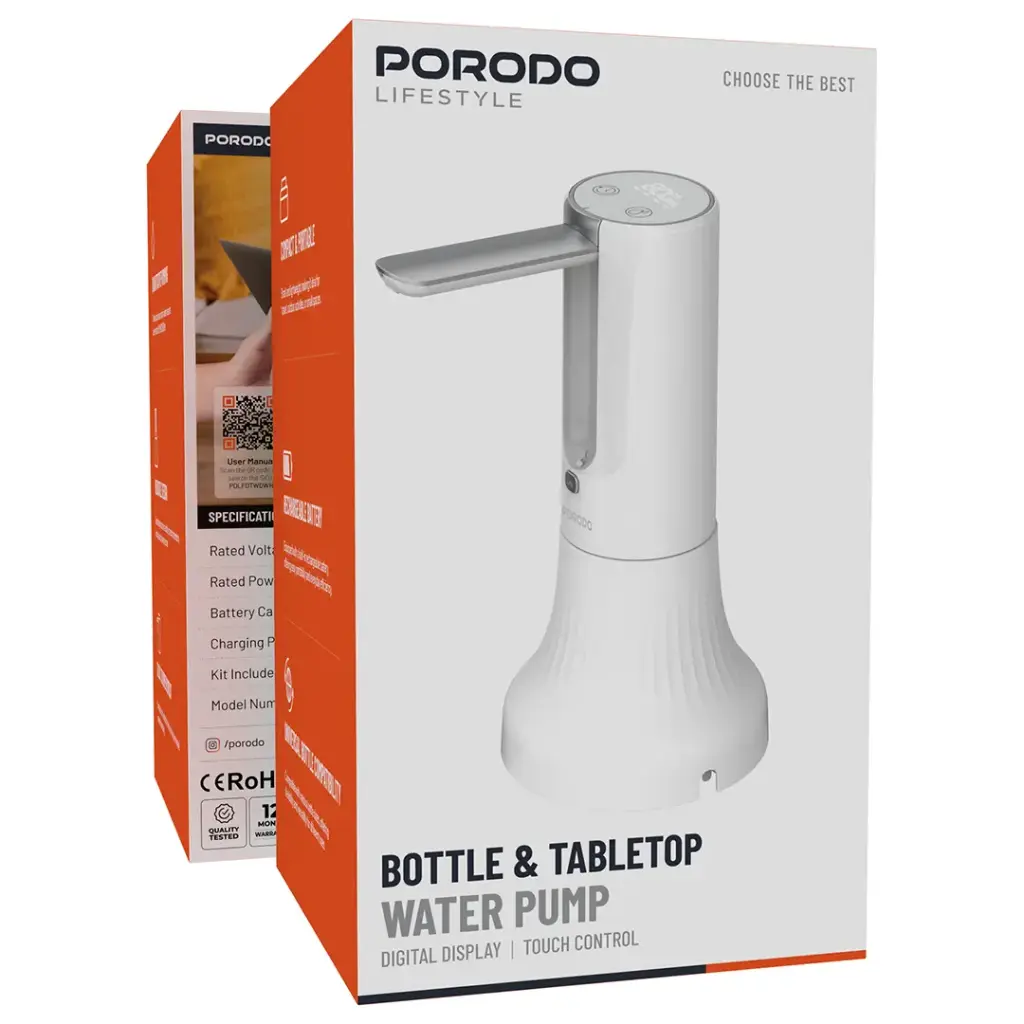 Porodo Lifestyle Desktop Water Dispenser with LED Display - White