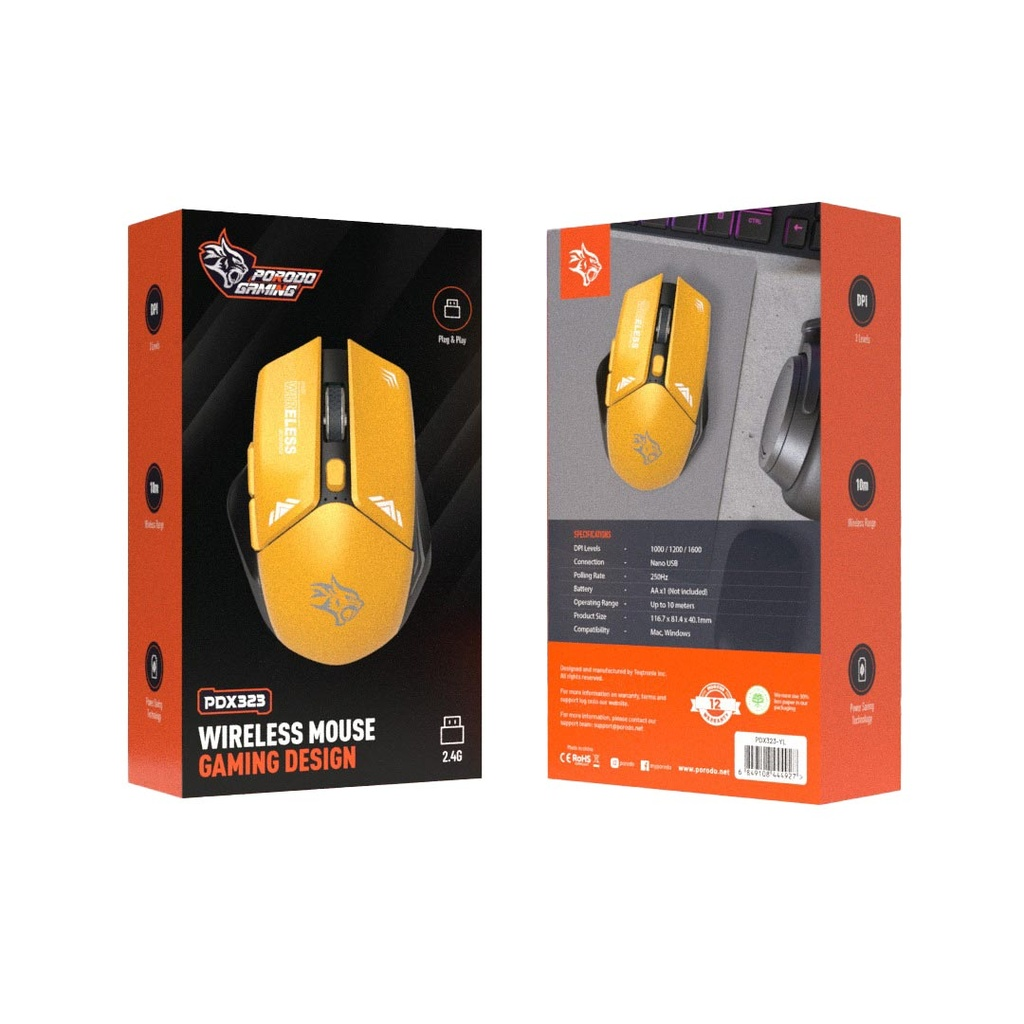 Porodo Gaming 2in1 2.4G Wireless Mouse DPI 1600