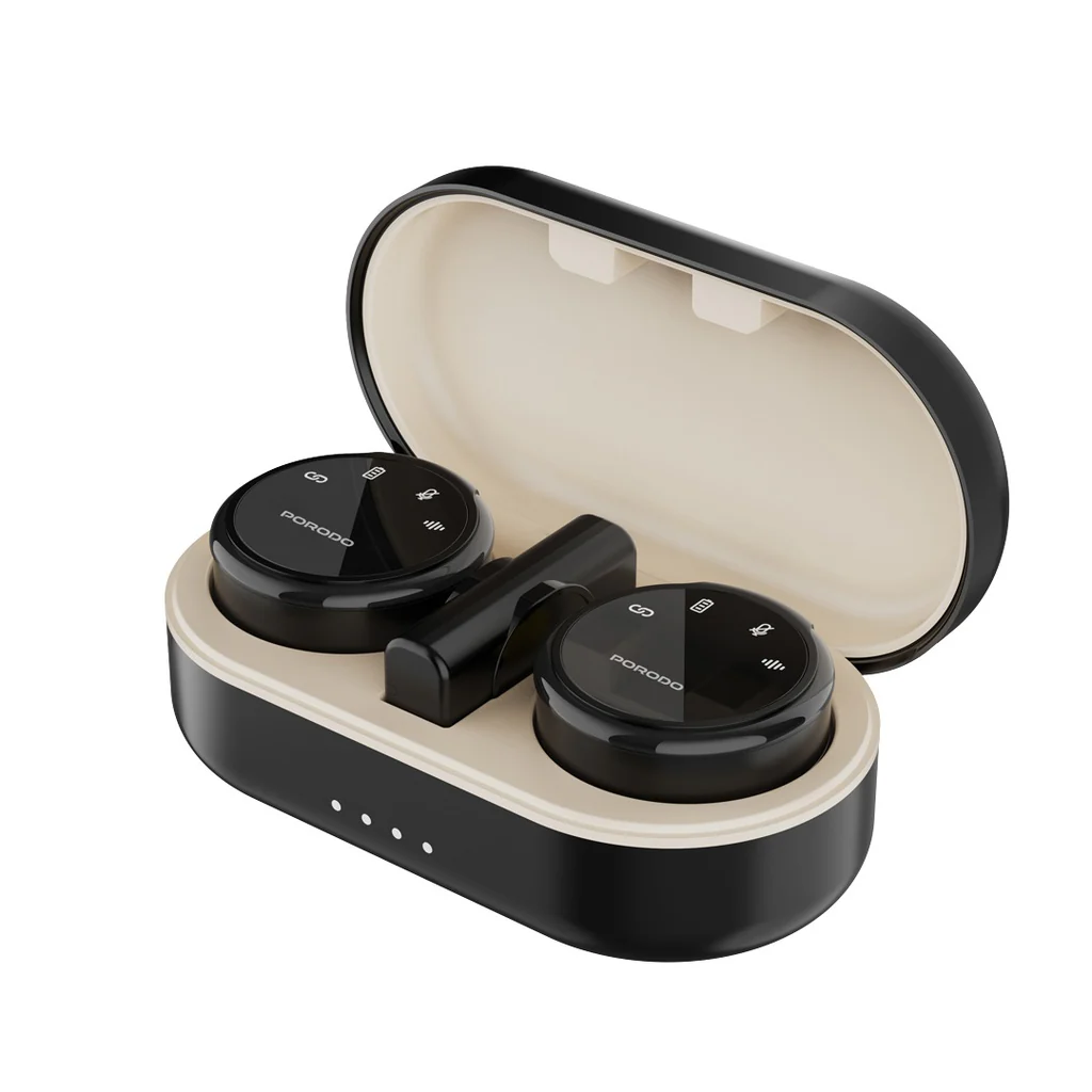 Porodo Posfessional Wireless Microphone Dual Mic with Charging (Black)
