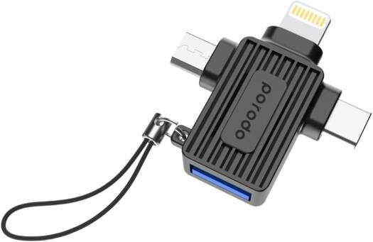 Porodo USB A to Lightning Micro and Type-C Adapter