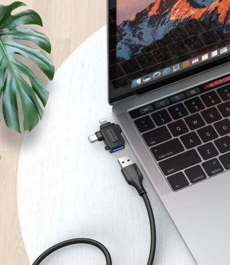 Porodo USB A to Lightning Micro and Type-C Adapter