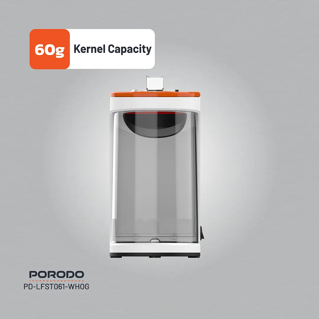Porodo Lifetsyle Air-Popped 1200W Detachable Tank Popcorn Maker - White and Orange