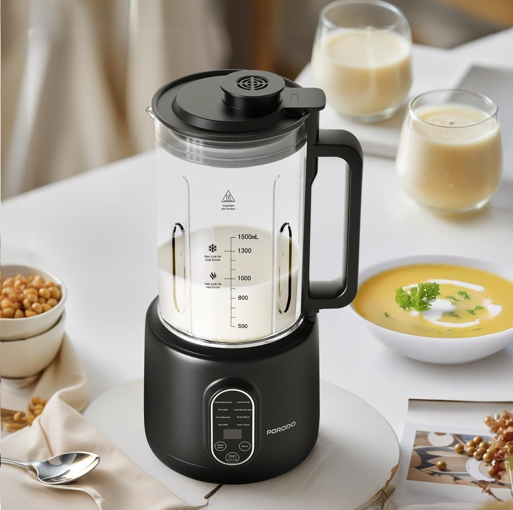 Porodo Lifetsyle Nut 600W Auto Hot and Cold Drink Maker 1500ml with Digital Display - Black