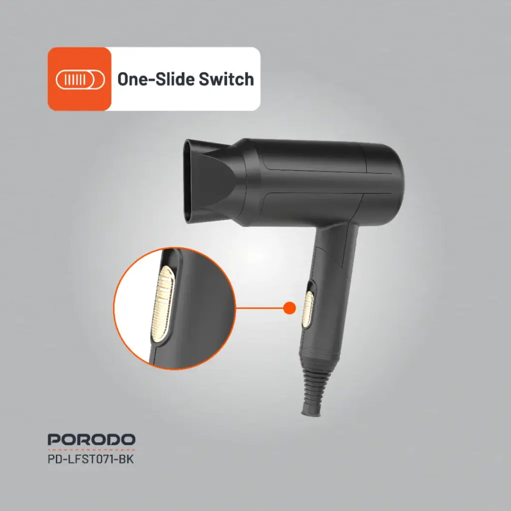 Porodo Lifestyle 1200W Foldable Hair Dryer 1.8M Cable
