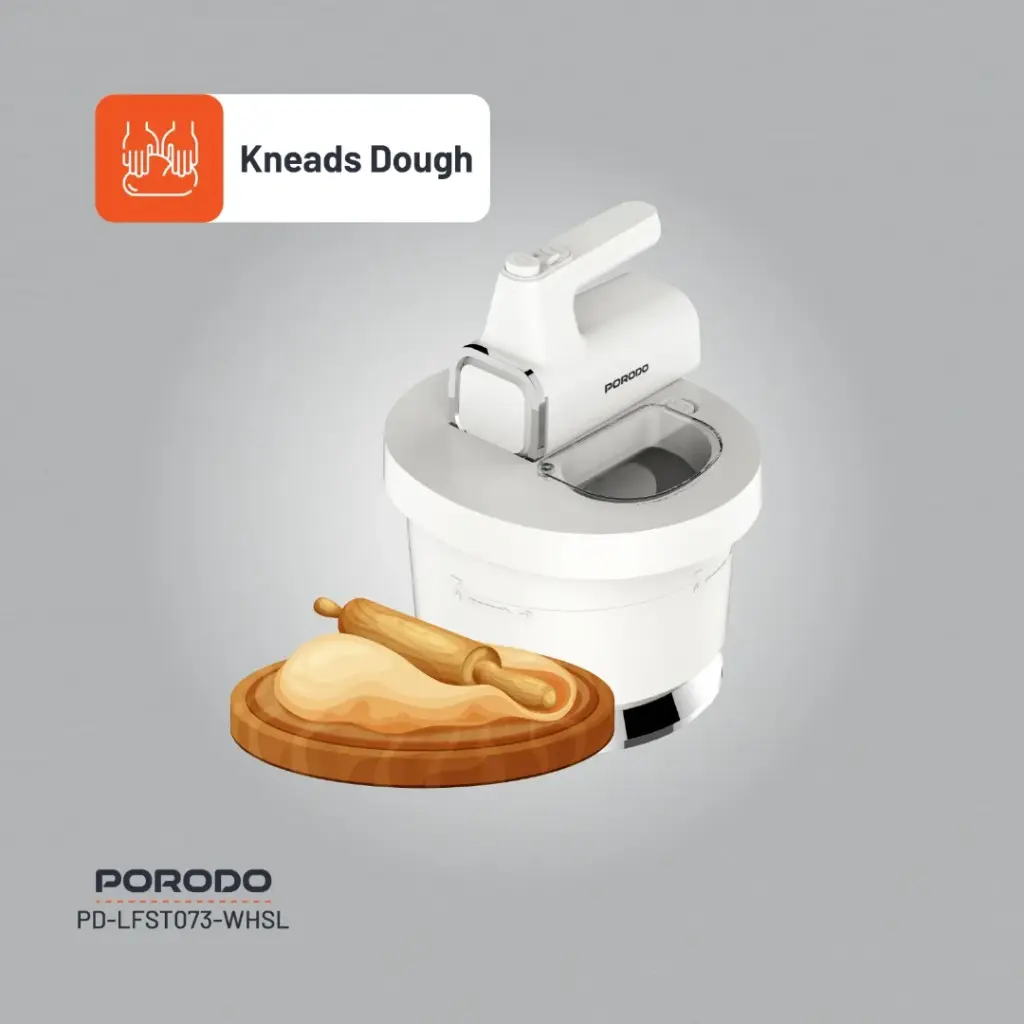 Porodo Lifestyle Spill-Proof Hand Mixer - White/Silver