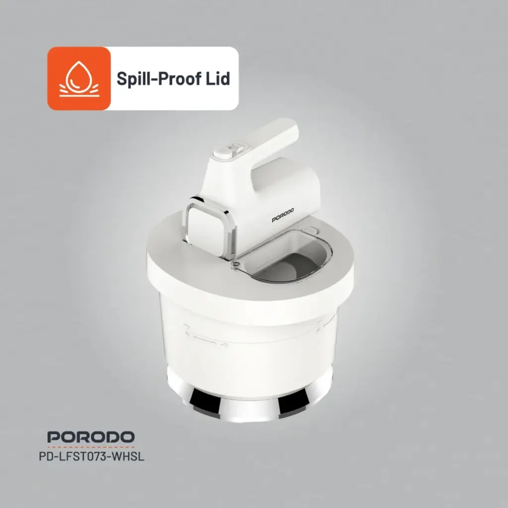 Porodo Lifestyle Spill-Proof Hand Mixer - White/Silver