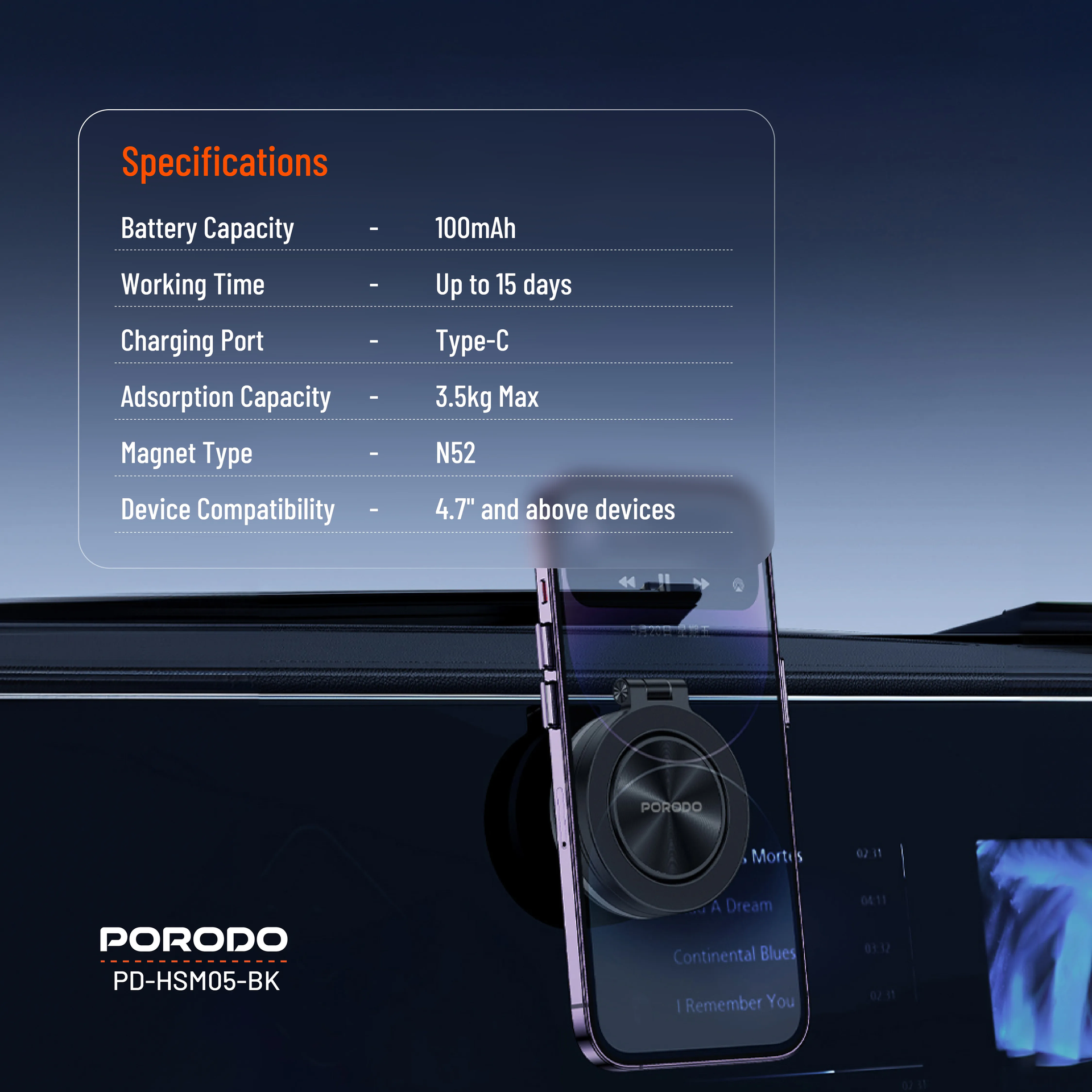 Porodo VacuSeal Portable MagSafe with Foldable & Rotatable Multi-Purpose Electric Vacuum Suctio