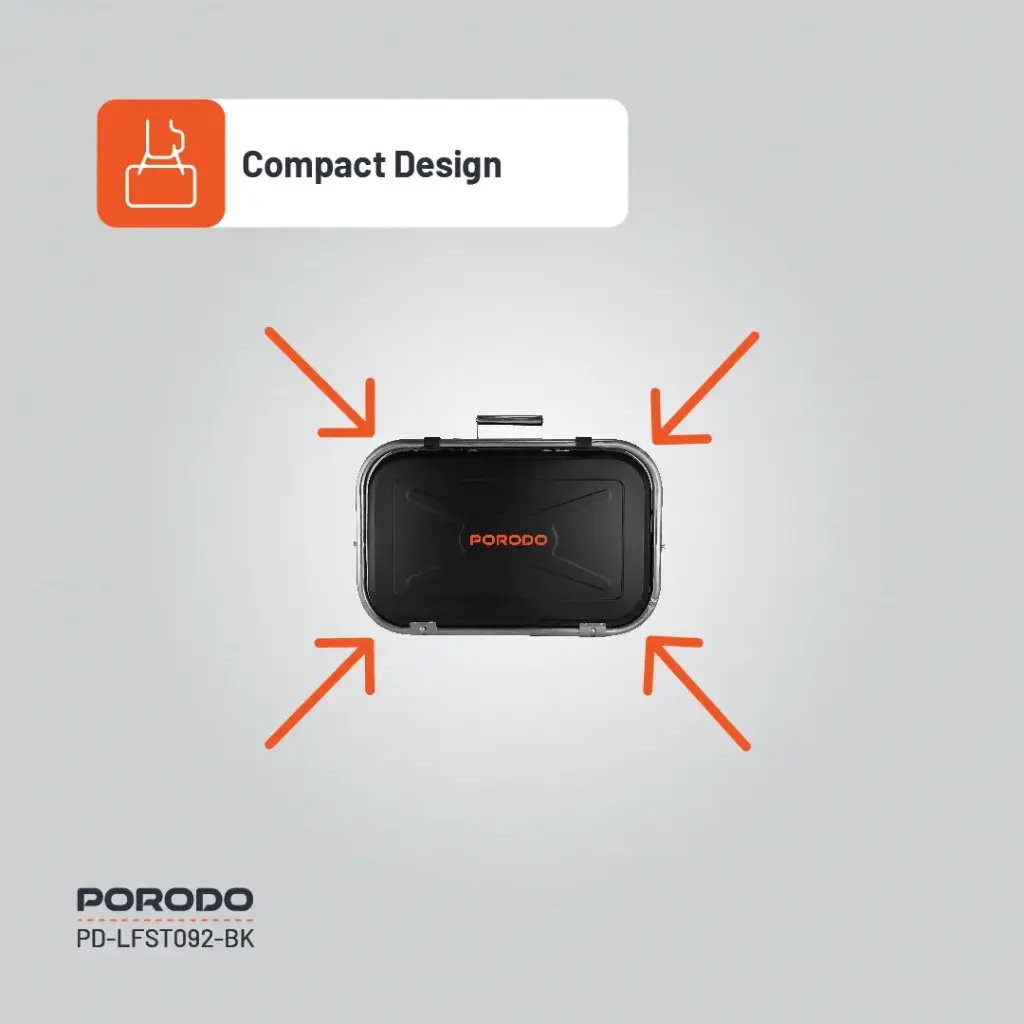 Porodo Lifestyle Foldable BBQ Grill Box with Handle and Tripod