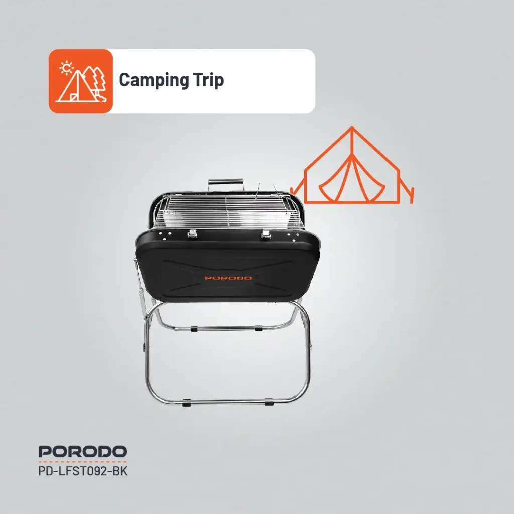 Porodo Lifestyle Foldable BBQ Grill Box with Handle and Tripod