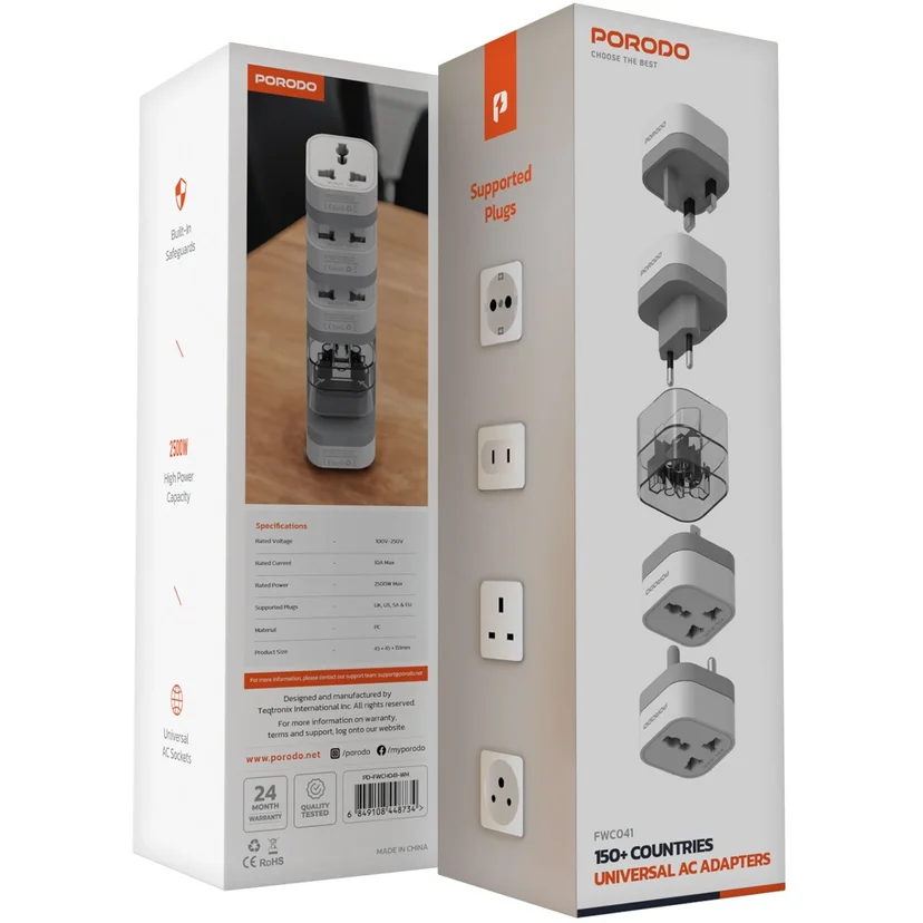 Porodo 4-in-1 Adaptor UK Plug
