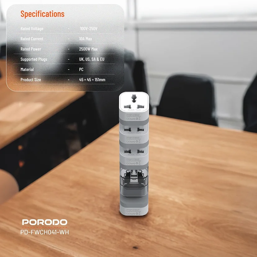 Porodo 4-in-1 Adaptor UK Plug