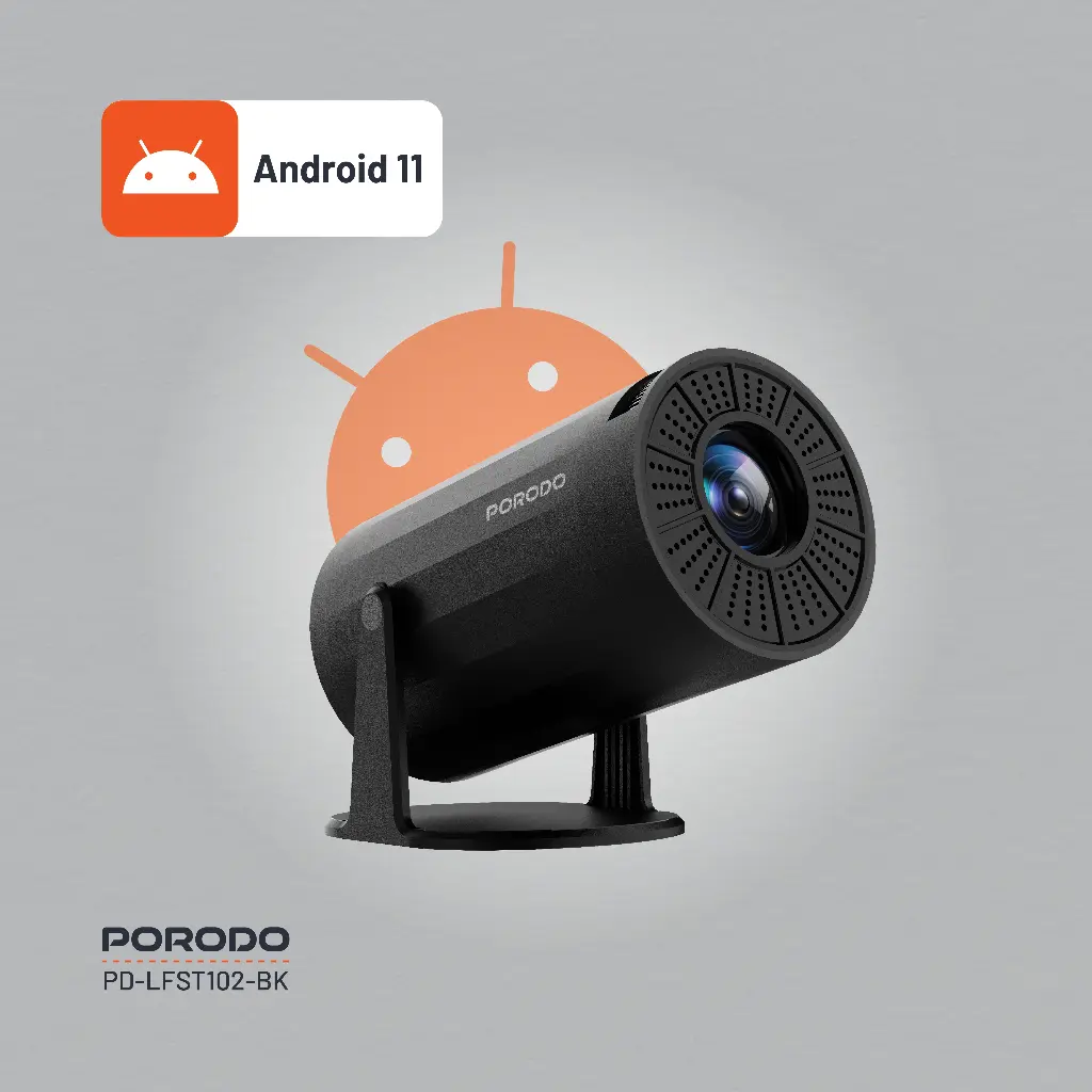 Porodo 4K Projector Pro Android 11 with Auto Keystone - Black