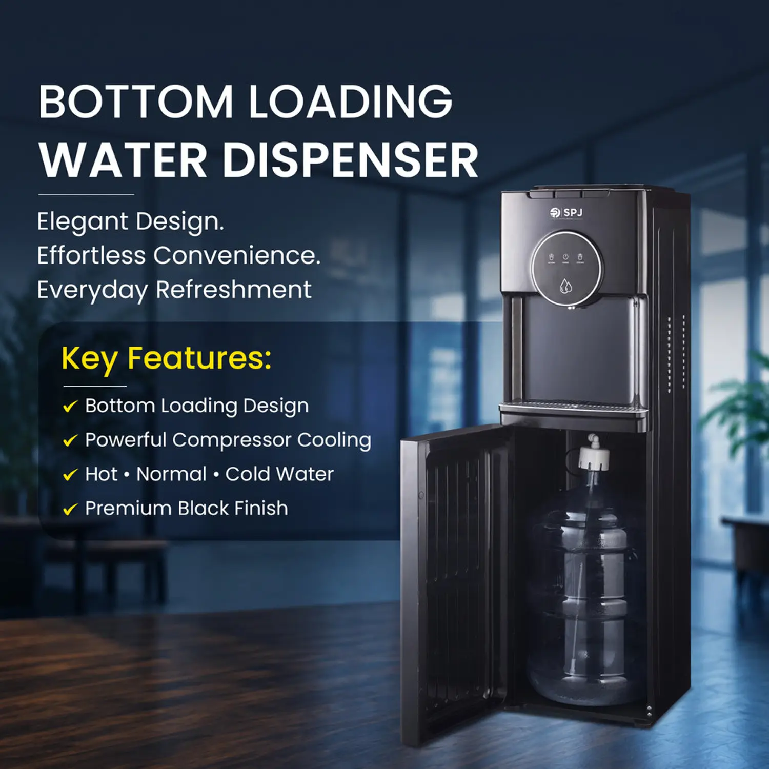 Spj 18.9l Bottom Loading Water Dispenser Hot Cold & Normal Water Cooler Child Safety Lock Spj-Wdbx-Bl007