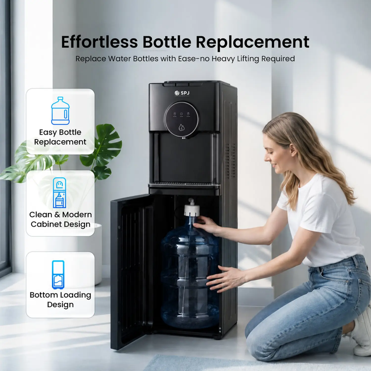 Spj 18.9l Bottom Loading Water Dispenser Hot Cold & Normal Water Cooler Child Safety Lock Spj-Wdbx-Bl007