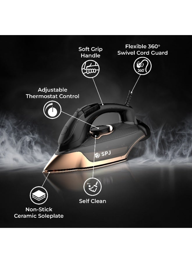 Spj 3100w Steam Iron With Nano Soleplate Powerful Steam Vertical Steam Auto Shut-Off Self-Clean Anti-Drip Spj-Six-Blas04