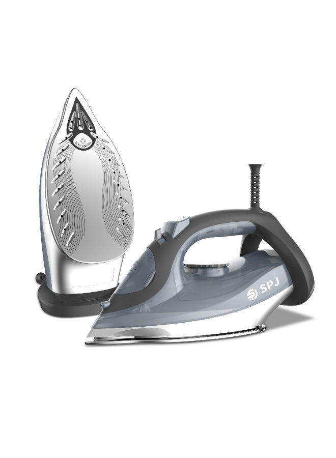 Spj 2400w Steam Iron With Ceramic Soleplate Vertical Steam Self-Clean Anti-Drip 280ml Tank Spj-Six-Grcs07