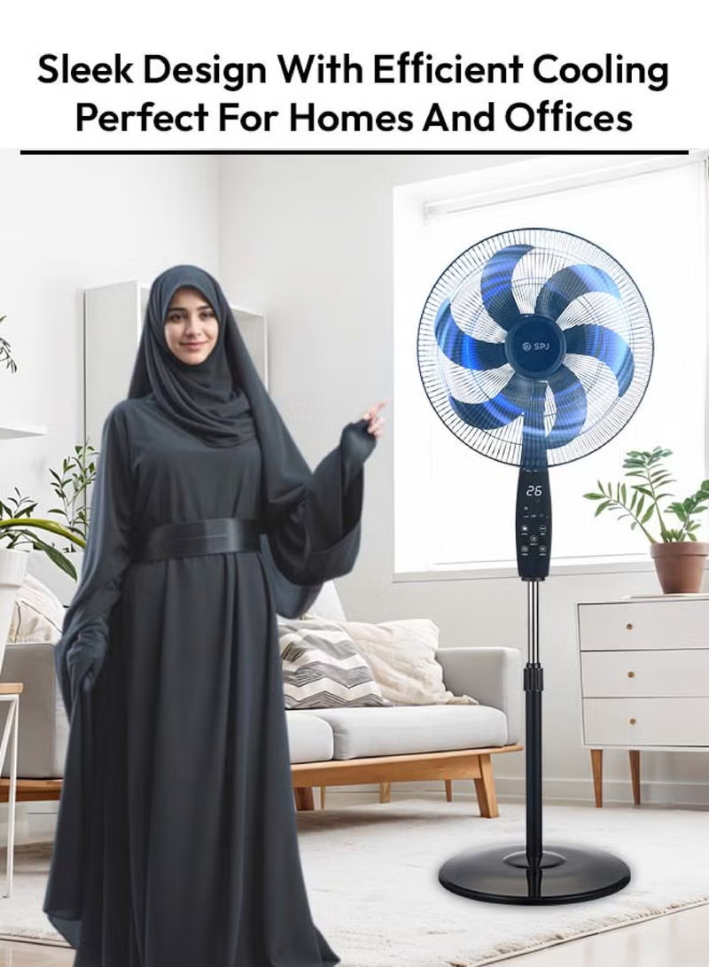 Spj 18 Inch Pedestal Stand Fan With Remote Control 80w Electric Fan 6 Blades 3 Speed Settings Spj-Sfx-Blr18011