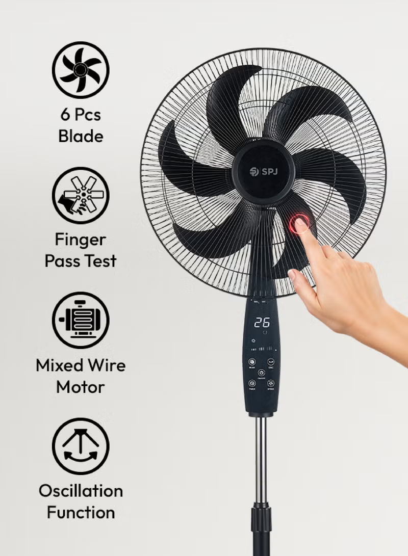 Spj 18 Inch Pedestal Stand Fan With Remote Control 80w Electric Fan 6 Blades 3 Speed Settings Spj-Sfx-Blr18011