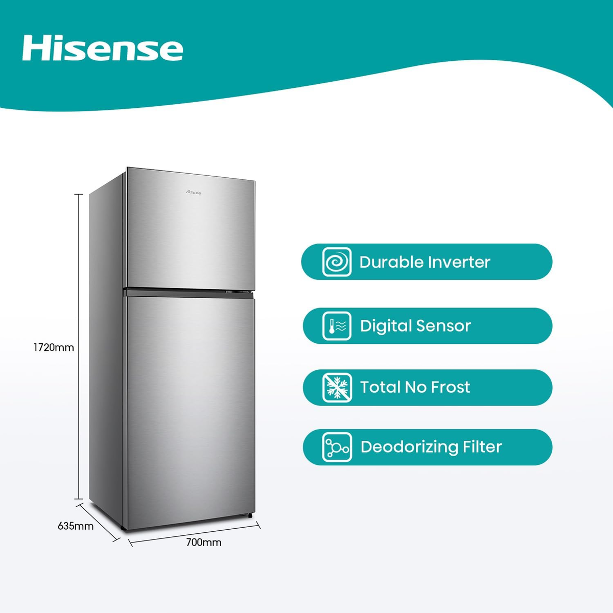 Hisense RT488N4ASU1 488 Litres Top Mount Refrigerator with Inverter Compressor Twist Ice Maker