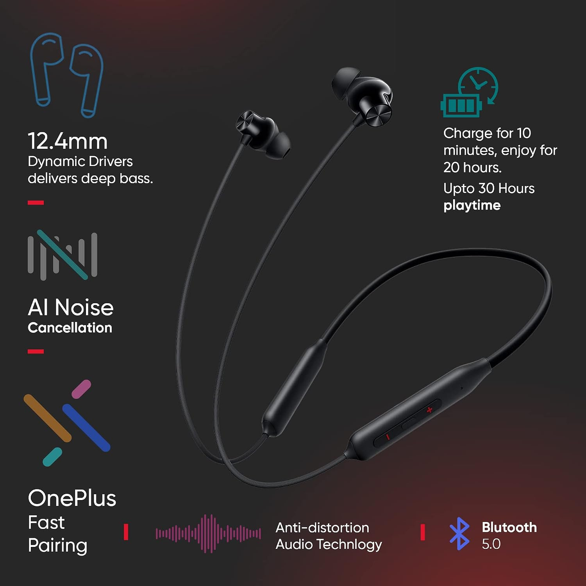 Oneplus Bullets Wireless Z2 Series Earphones Magico BLACK