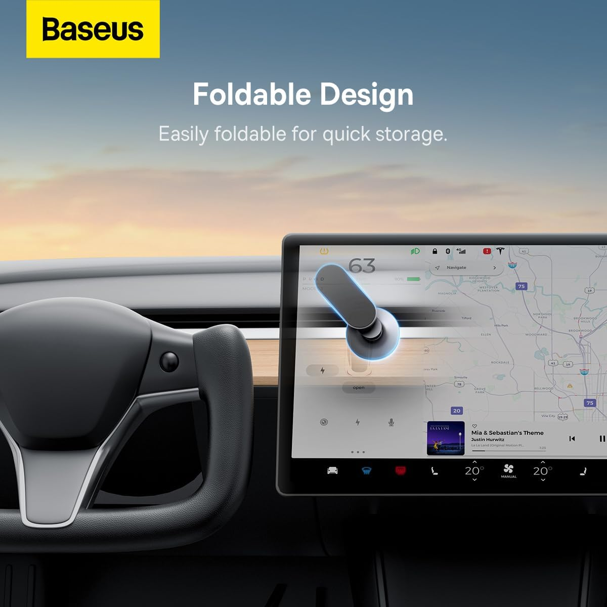 Baseus T-Space Folding Metal Car Series Magnetic Car Phone Holder