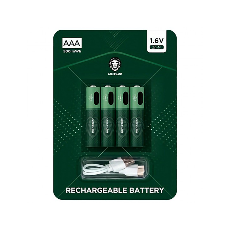 Green Lion Rechargeable Battery AAA ( 4pcs/pack ) 500mWh / 1.6V - Green