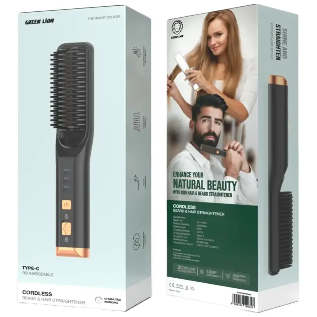 Green Lion Cordless Beard & Hair Straightener - Black