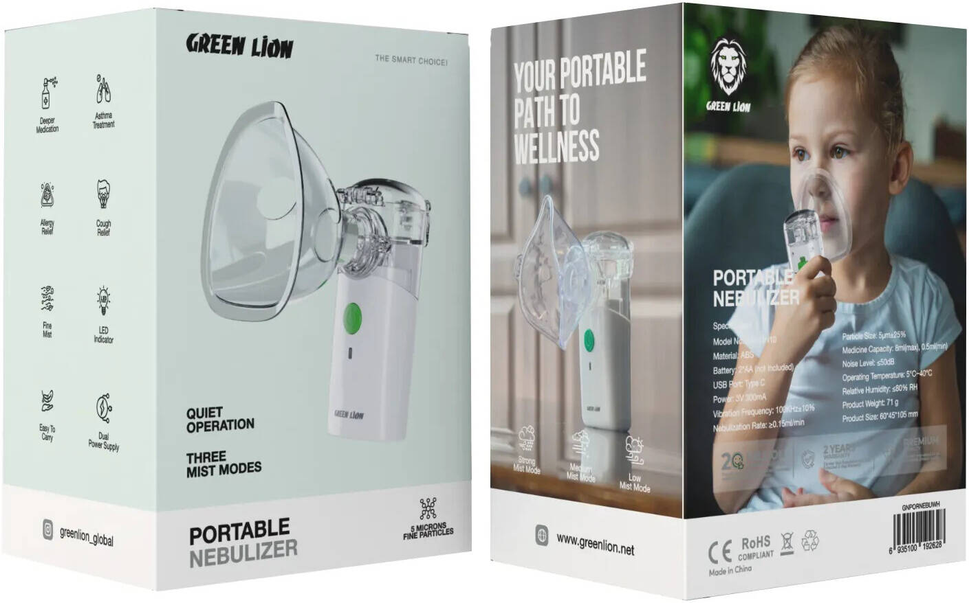 Green Lion Portable Nebulizer - White