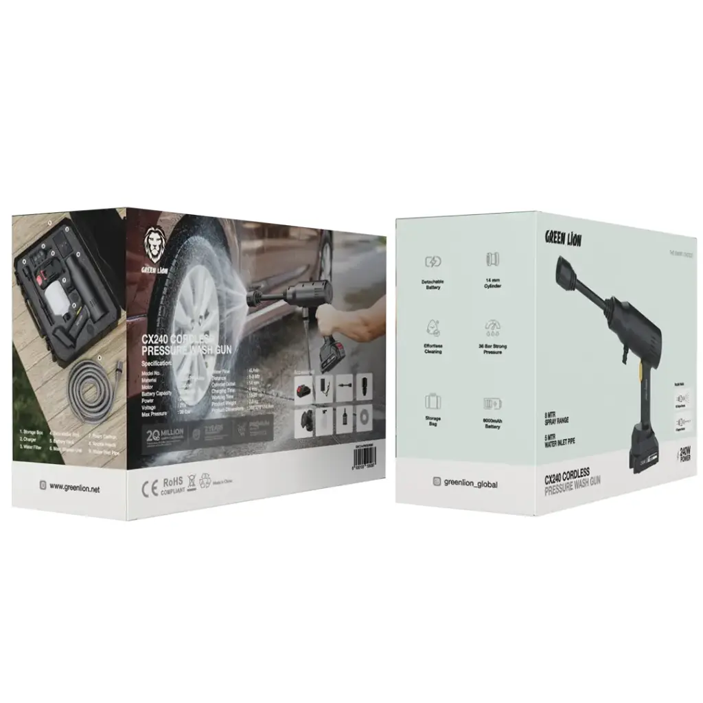 Green Lion - CX240 Cordless Pressure Wash Gun - BlacK
