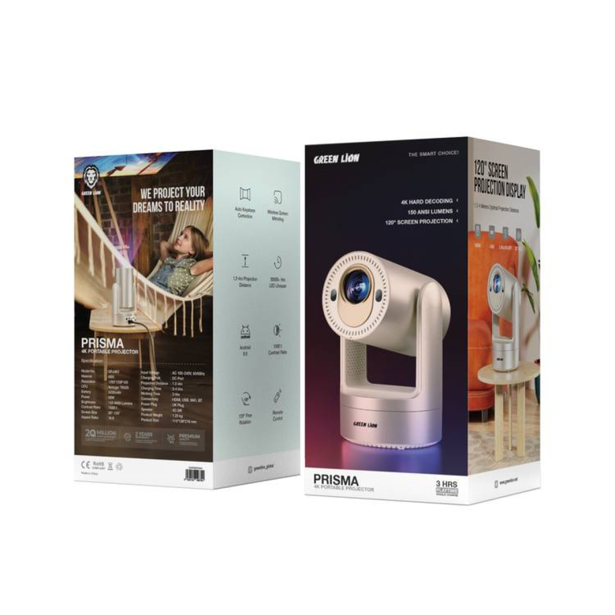 Green Lion Prisma 4K Projector 5200mAh - Gold