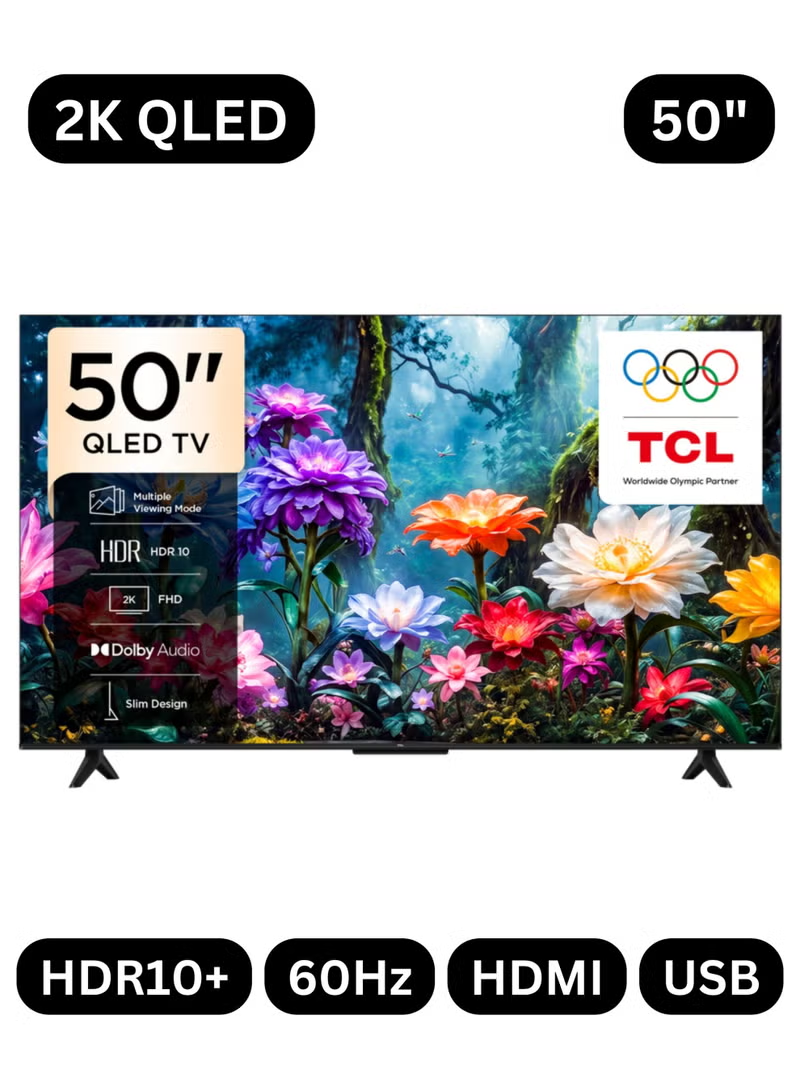 TCL 50S51K 50-Inch S51K 2K QLED Smart TV (2026 UAE Version) - TCL 50" Google TV, 50S51K FHD QLED