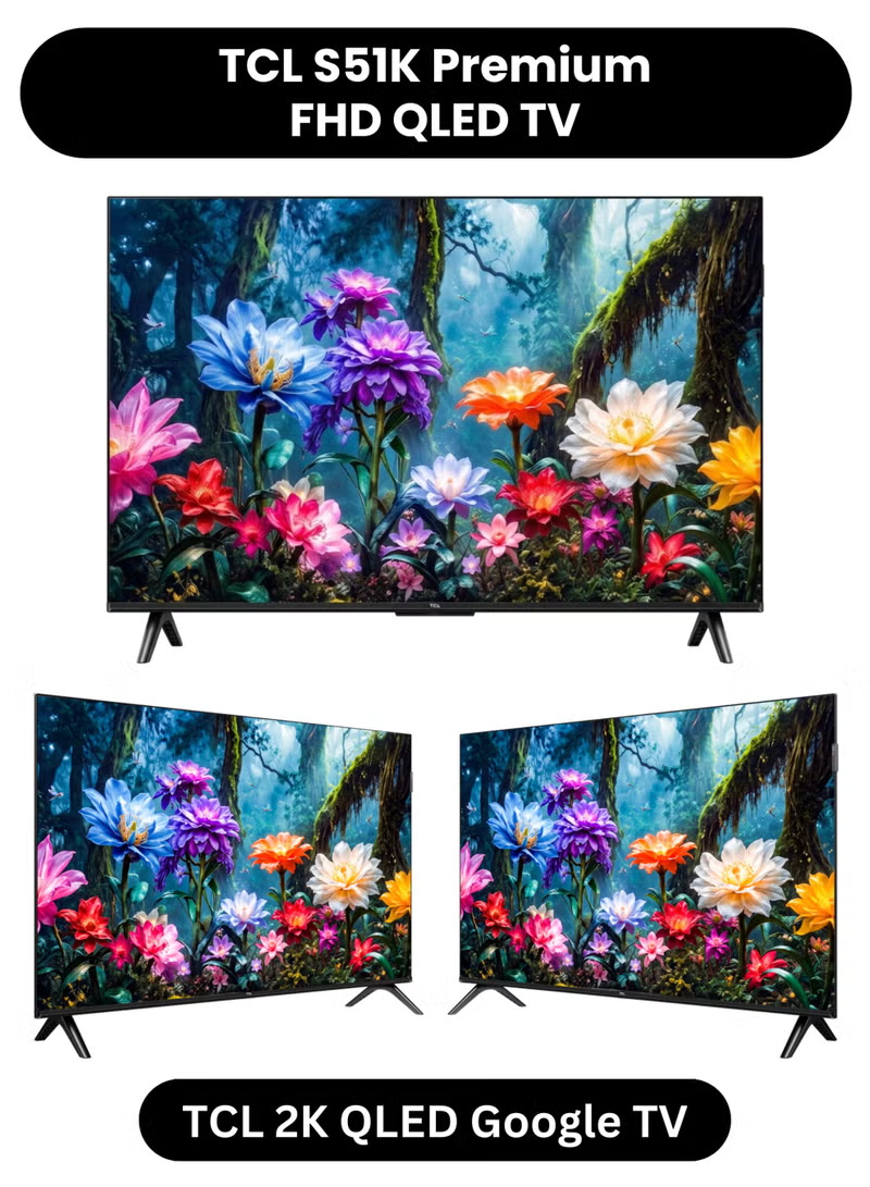 TCL 50S51K 50-Inch S51K 2K QLED Smart TV (2026 UAE Version) - TCL 50" Google TV, 50S51K FHD QLED