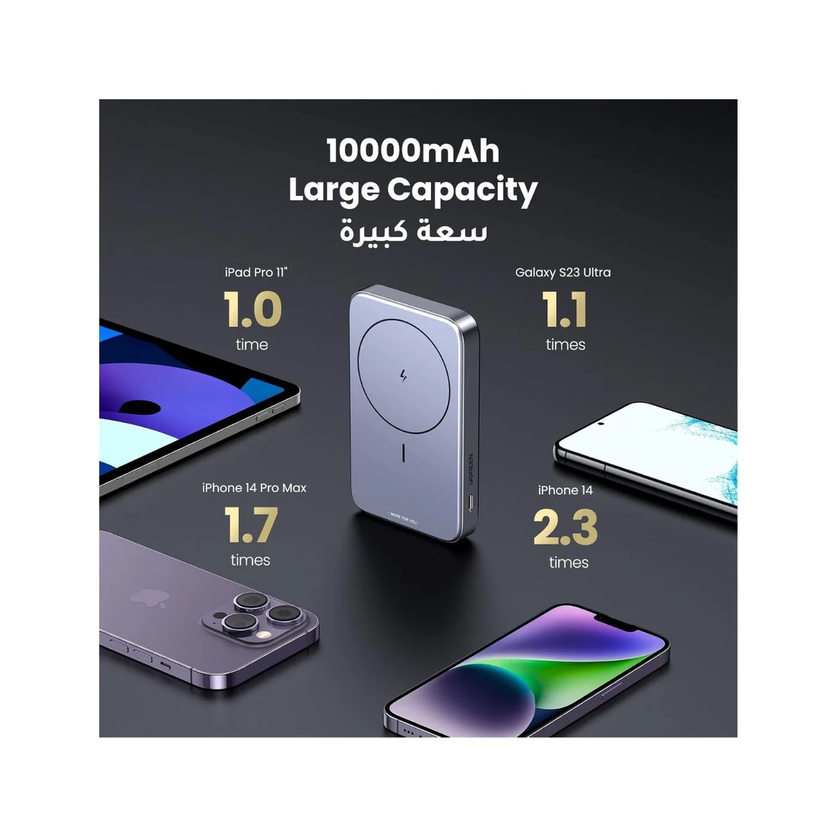 UGreen Powerbank 10000 Mah Pd 20W Magnetic With Stand Space Gray
