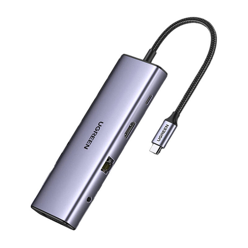 UGREEN CM498 10-in-1 Adapter USB Hub to 3x USB-A 3.0 HDMI VGA RJ45 SD/TF AUX3.5mm PD Converter