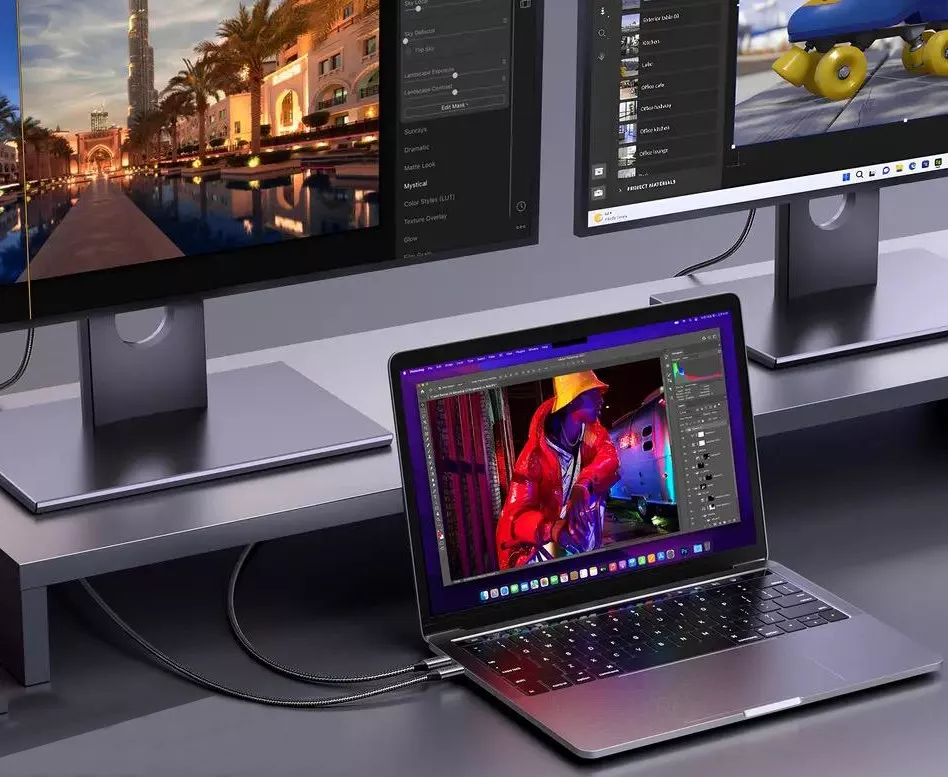 Ugreen Cable CM556 with USB-C and DisplayPort 8K connectors 2m long - gray