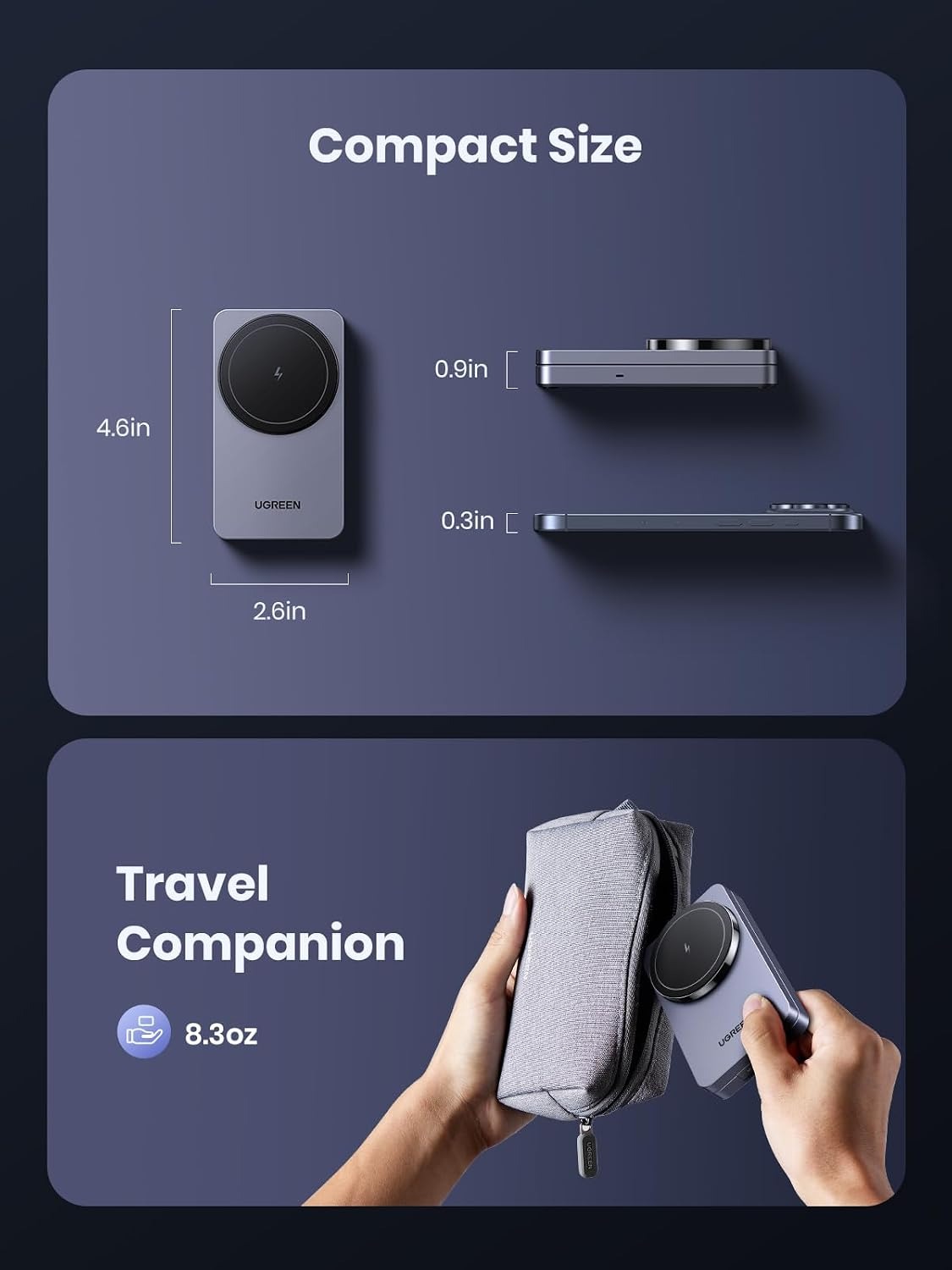 UGREEN Magnetic Wireless Charger 15W, 2 in 1 W706