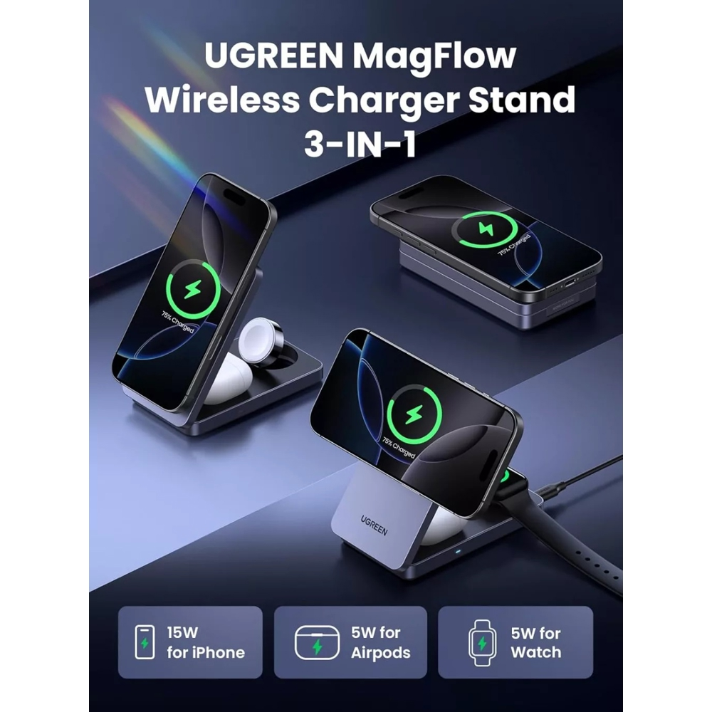 UGREEN Qi2 MagFlow, 15W, Wireless W707