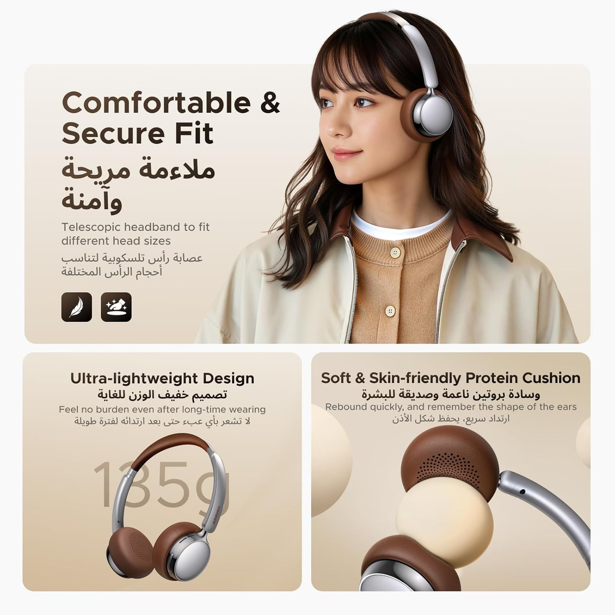 UGREEN Studio Plus Retro ANC Wireless Headphone Gray
