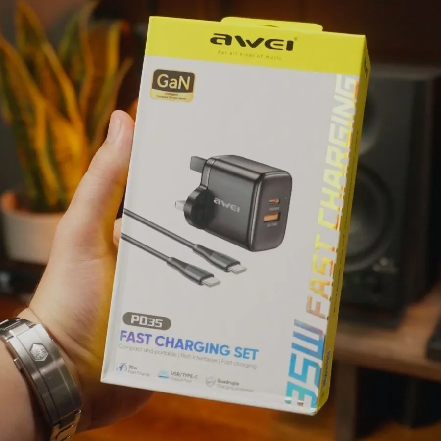 AWEI 35W UK wall charger with C-C cable PD35 UK