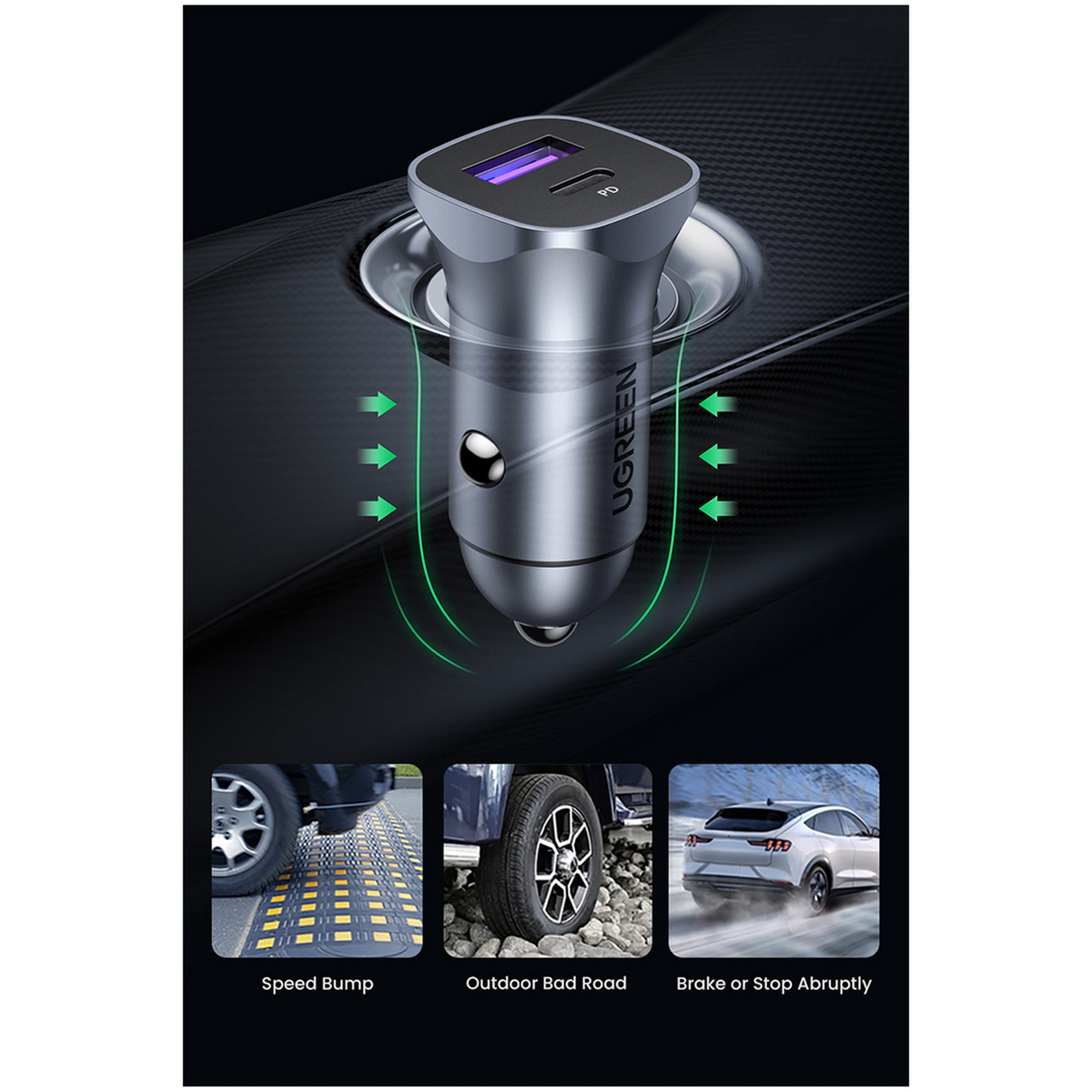 Ugreen Dual Port Car Charger CD130