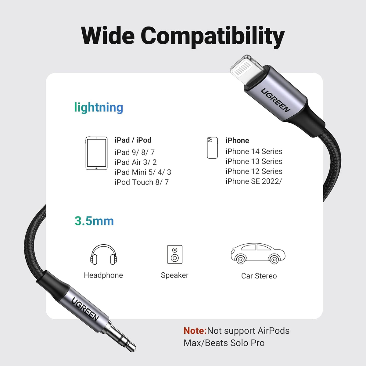 Ugreen Cable Lighting to 3.5mm AUX US315