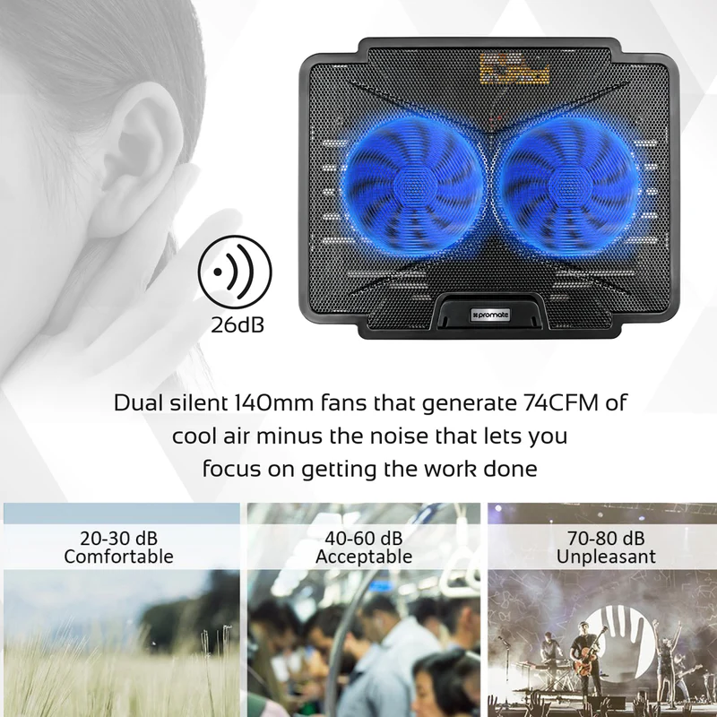 PROMATE AirBase-1 Laptop Cooling Pad with Silent Fan Technology