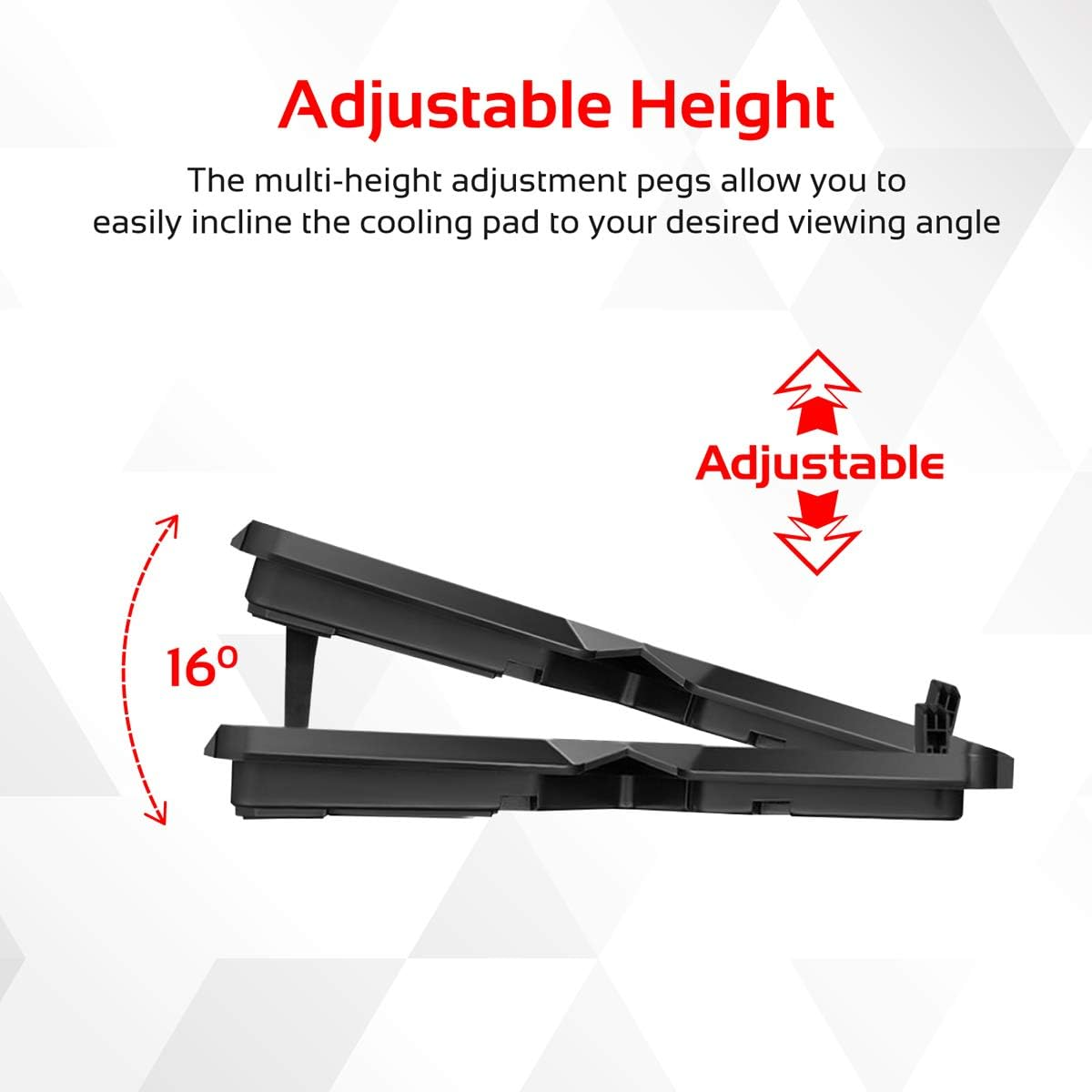 PROMATE AirBase-3 Height Adjustable Ergonomic Laptop Cooling Pad with 5 High