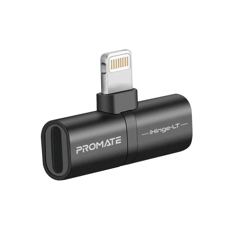 PROMATE iHinge-LT.Grey 2-in-1 Audio & Charging Adaptor with Lightning Connector