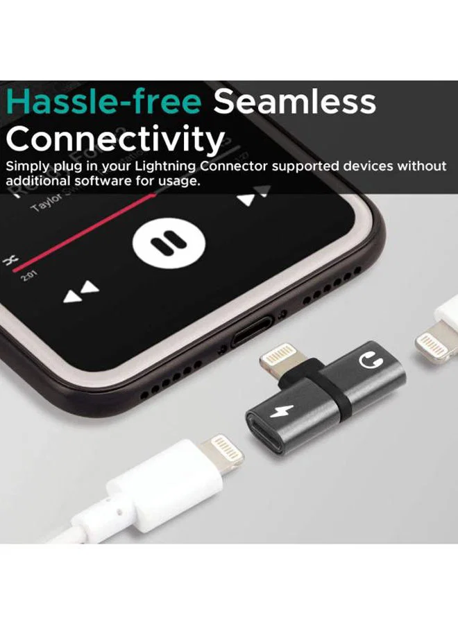 PROMATE iHinge-LT.Grey 2-in-1 Audio & Charging Adaptor with Lightning Connector