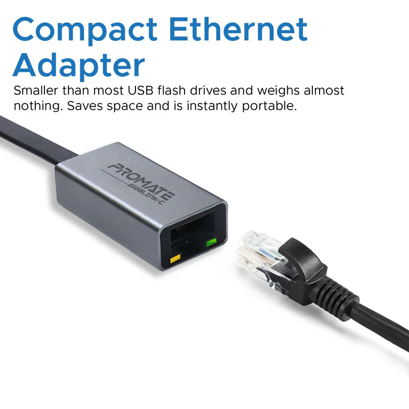 PROMATE GigaLink-C High Speed USB-C to RJ45 Gigabit Ethernet Adapter