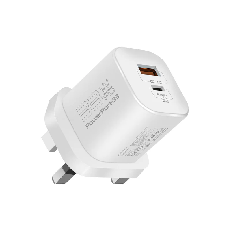 PROMATE PowerPort-33.UK 33W Power Delivery GaNFast (WHITE)