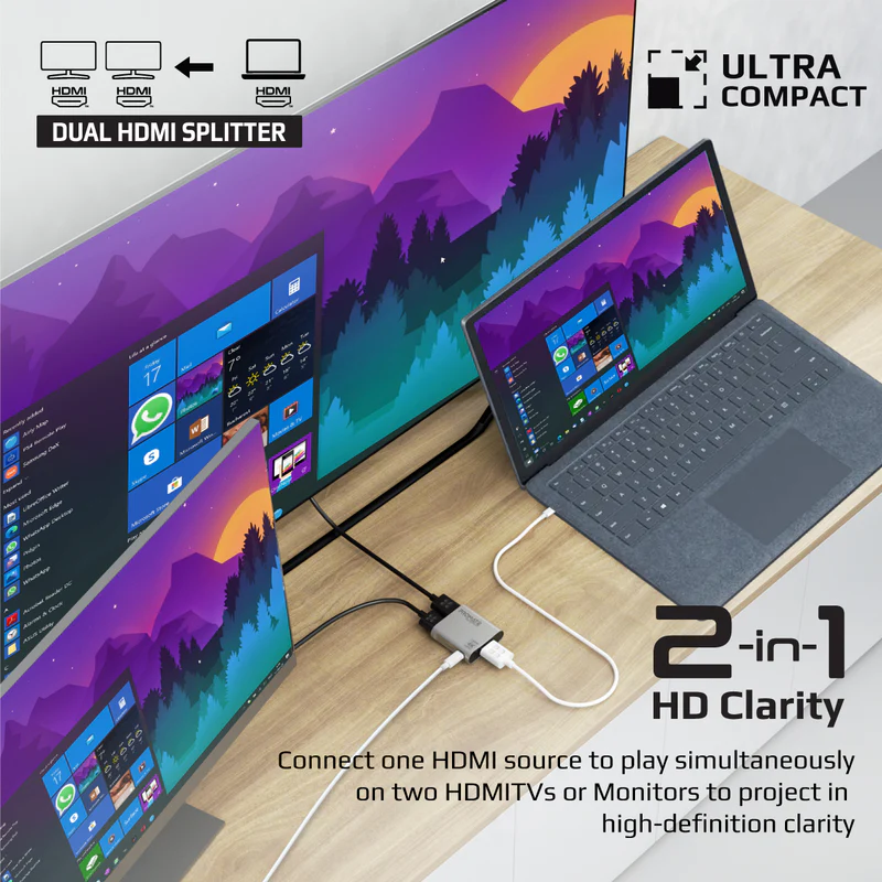 PROMATE MediaSplit-C2 4K@60Hz HDMI to Dual HDMI Splitter
