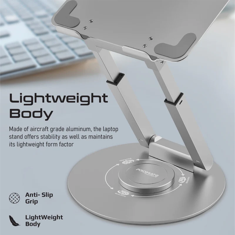 PROMATE DeskMate-6 2-13.8" Height Adjustable Metallic Laptop Riser Stand
