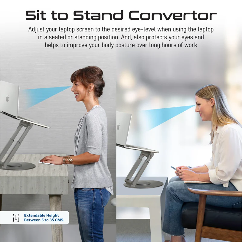PROMATE DeskMate-6 2-13.8" Height Adjustable Metallic Laptop Riser Stand
